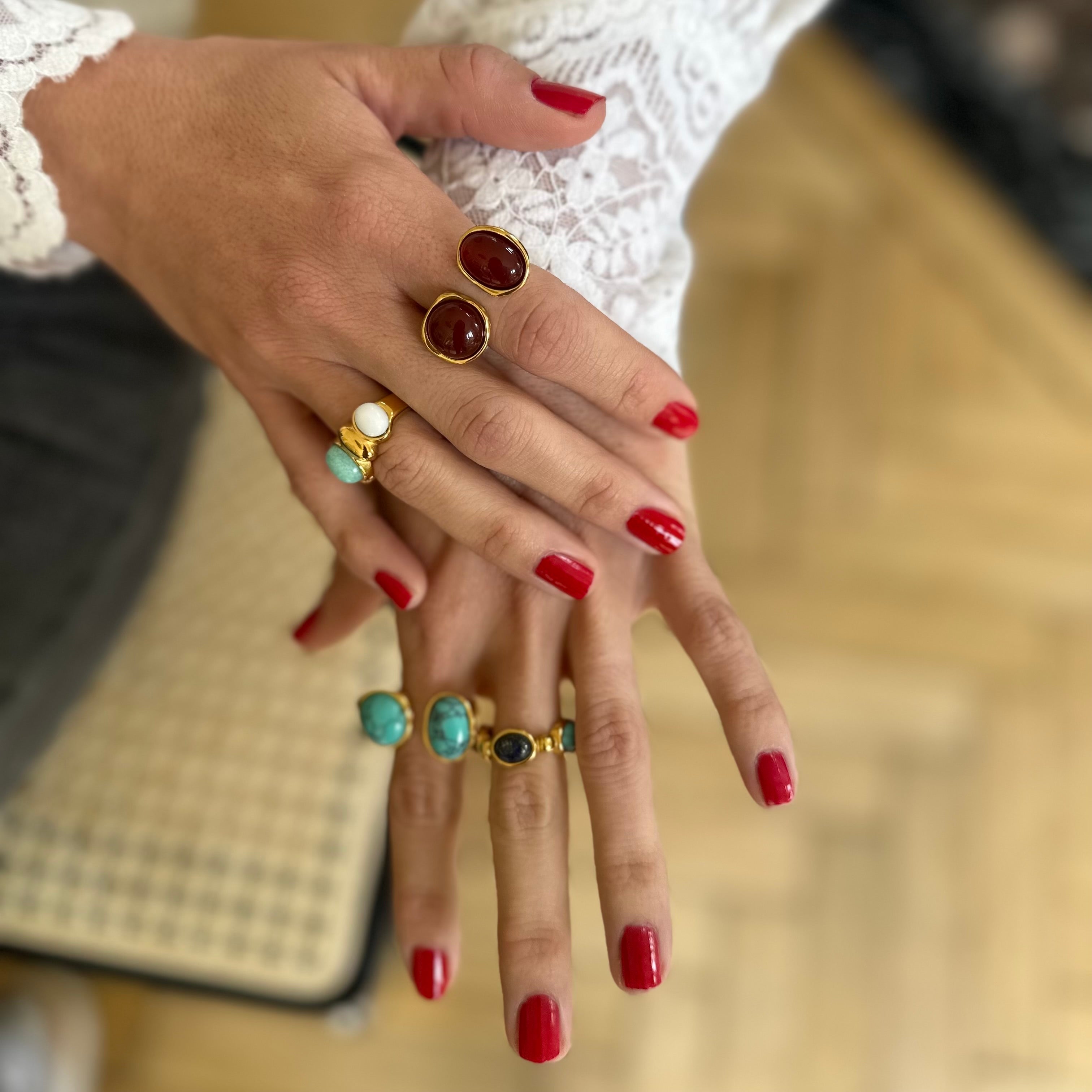 Bague Agathe bleue plaqué or 18K