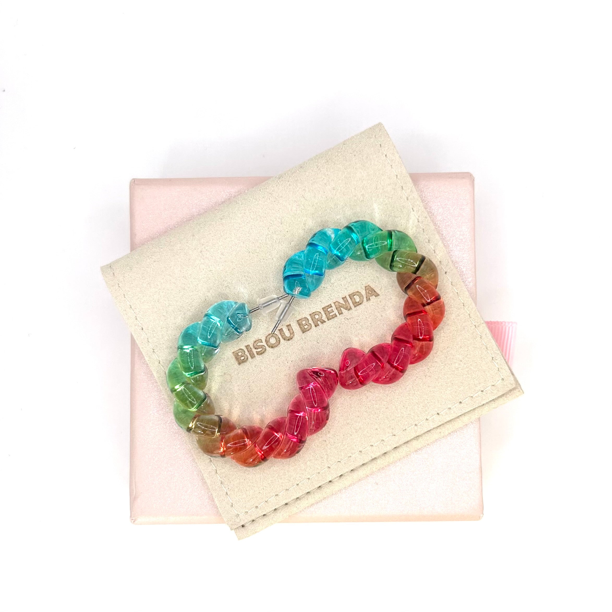 Boucles Carlotta roses et vertes