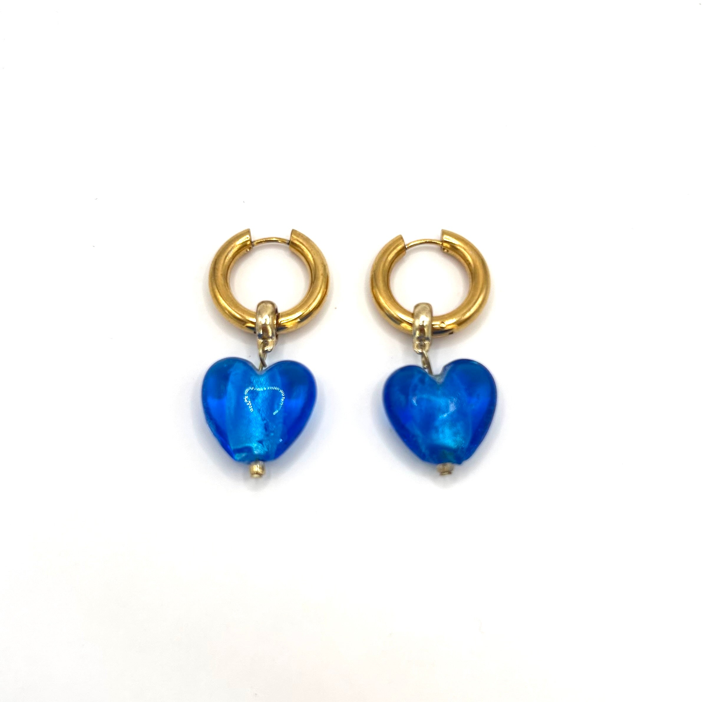 Boucles Yota bleues plaqué or 14K