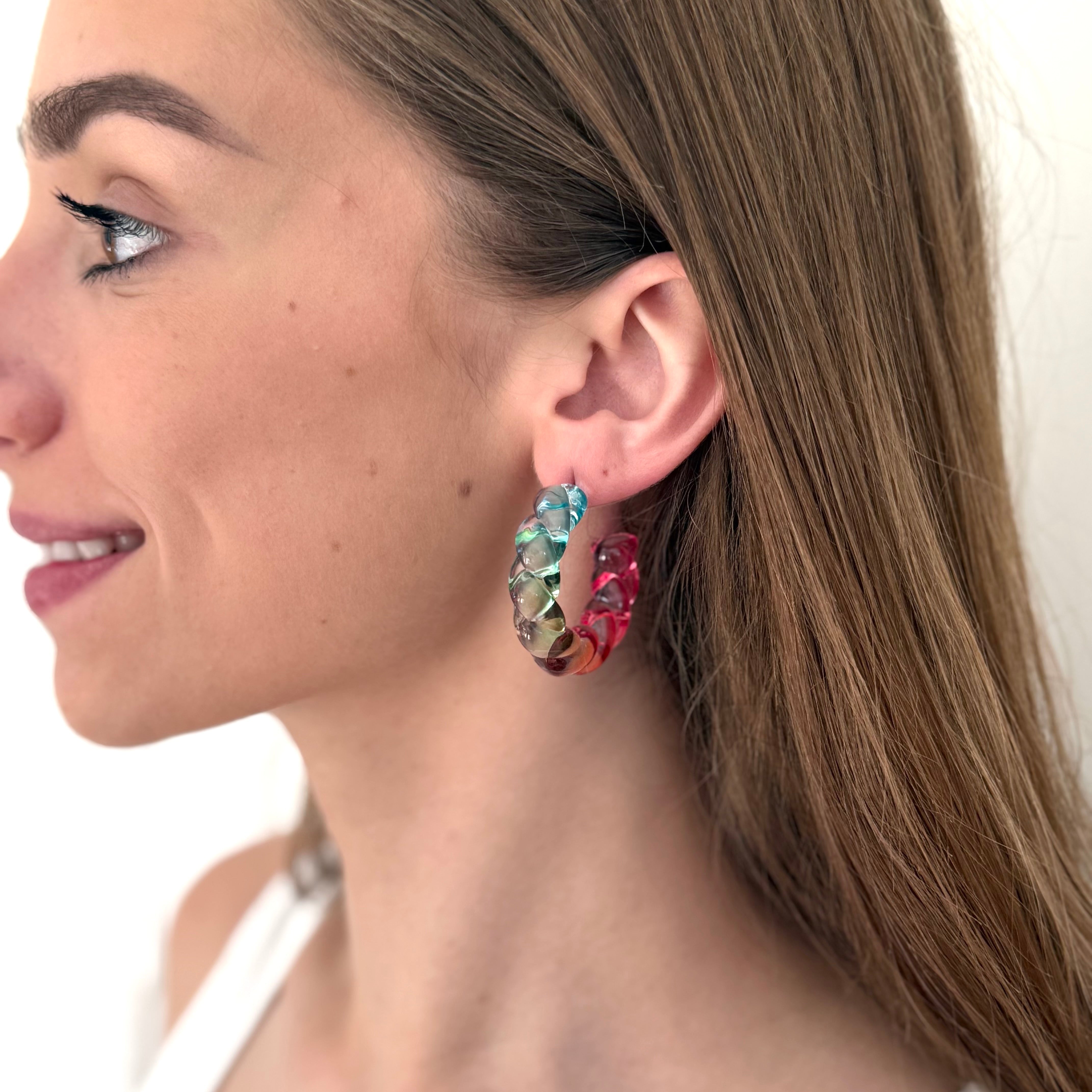 Boucles Carlotta roses et vertes