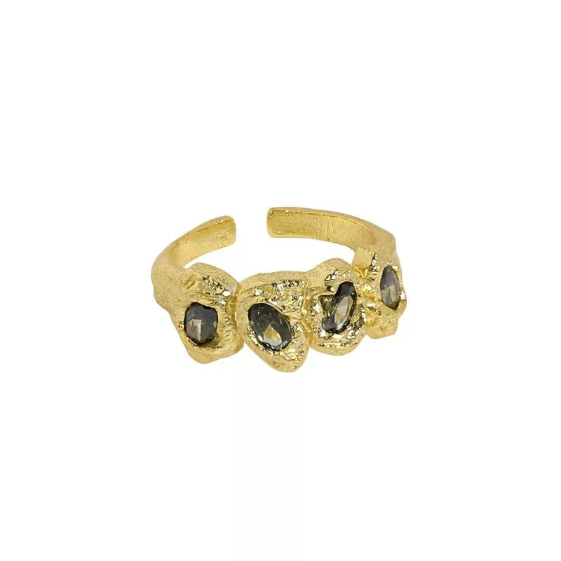 Bague Pierrette noire plaqué or 18K
