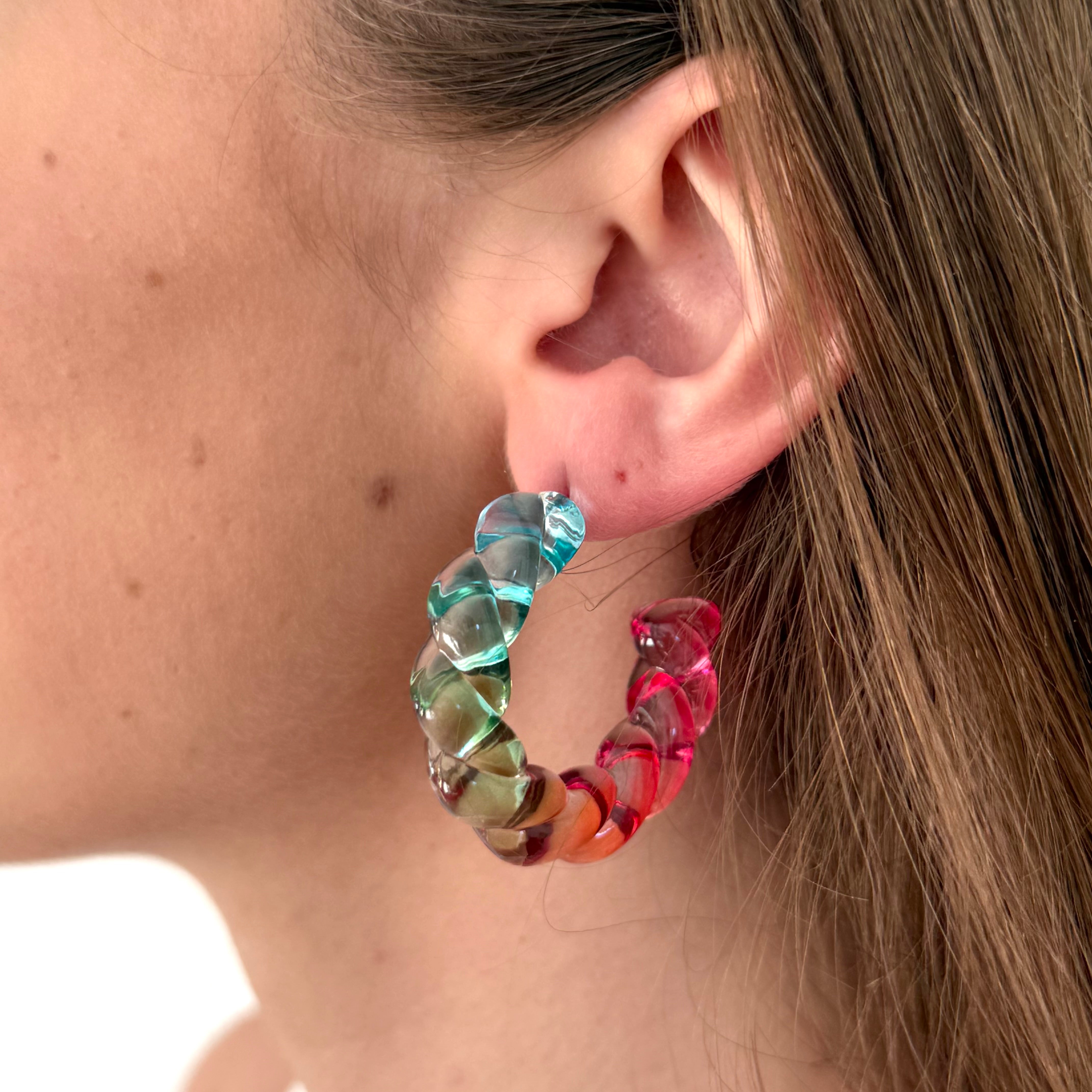 Boucles Carlotta roses et vertes